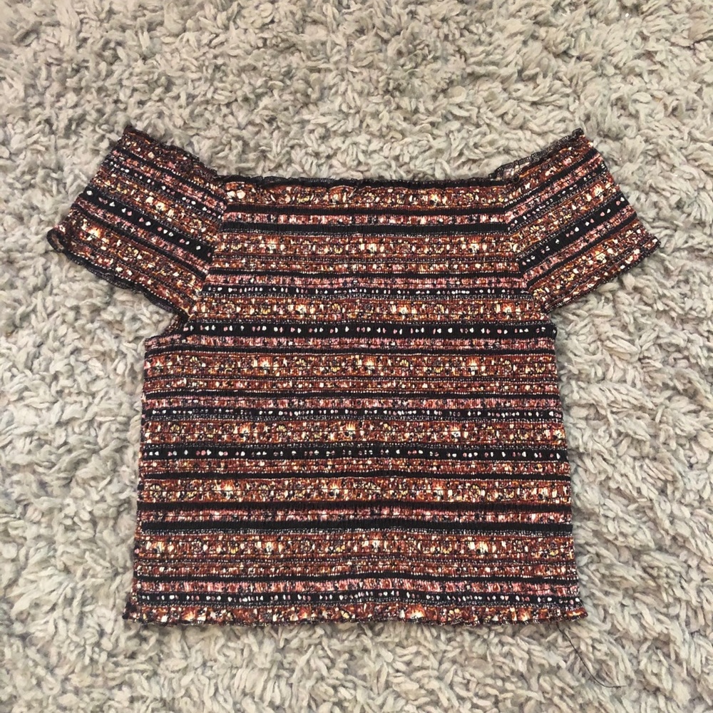 Patterned white off the shoulder top